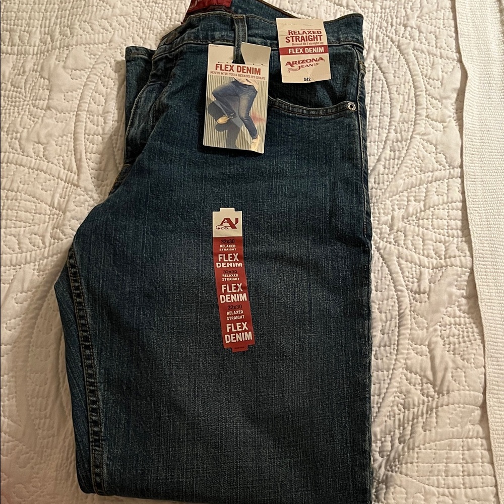 New Arizona Jean Company Men's Deep Blue Relaxed Flex Straight Jeans